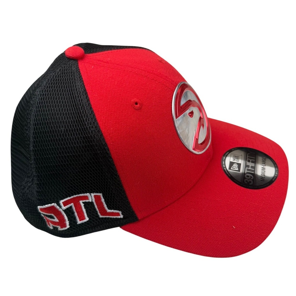 Atlanta Hawks New Era 39THIRTY Stretch Fit Hat Red Black Medium-Large NBA Cap